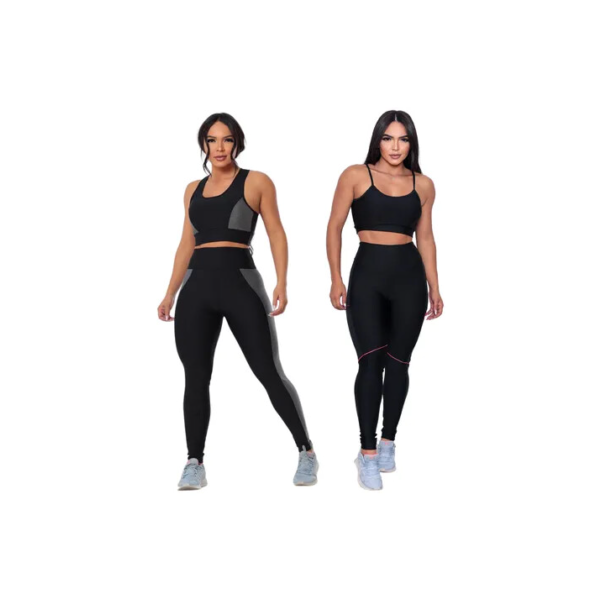2 Conjuntos Fitness Feminino Zero Transparência Academia