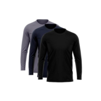 Kit 3 Camisetas Via Basic Manga Longa Térmica Dry UV Proteção Solar Masculina - Preto+Cinza