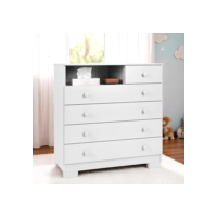 Cômoda Infantil Amora 5 Gavetas Com Pés Cor Branco