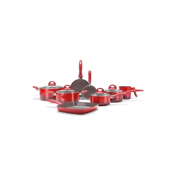 Jogo De Panelas Brinox Ceramic Life Smart Plus Vermelho 8pc