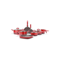 Jogo De Panelas Brinox Ceramic Life Smart Plus Vermelho 8pc