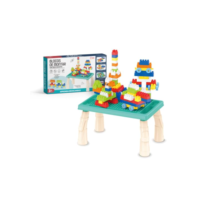 MESA INFANTIL EDUCATIVA COM BLOCOS DE MONTAR MEGA COMPRAS (Azul)