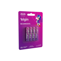 Pilha Recarregável Aaa Palito 900mah Elgin Blister C/4 Unid