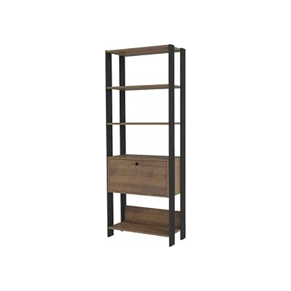 Estante Organizadora com porta basculante MATCH cor Pinho/Preto - Artely