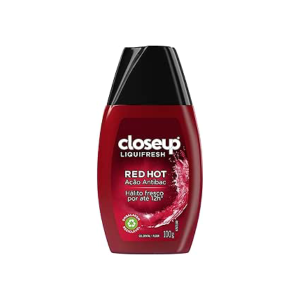 Close Up Gel Dental Com Flúor Red Hot Ação Antibac Closeup Liquifresh Frasco 100G Branco