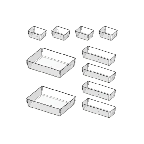 Kit 10 Organizadores Acrílico Cristal Modular