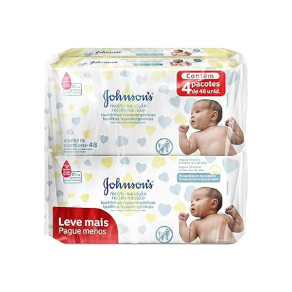 Johnson's Baby Lenços Umedecidos Recém Nascido, 192 Unidades