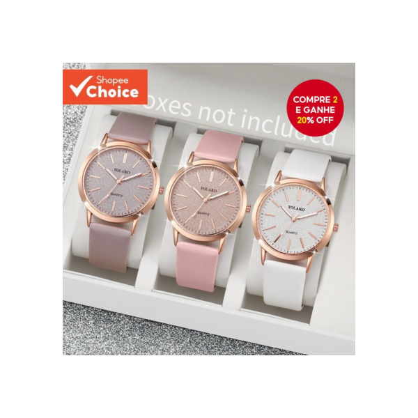 Conjunto De Relógio Casual Feminino De 3 Peças-Quartzo Analógico Elegante Com Pulseiras De Couro (Sem Caixa)