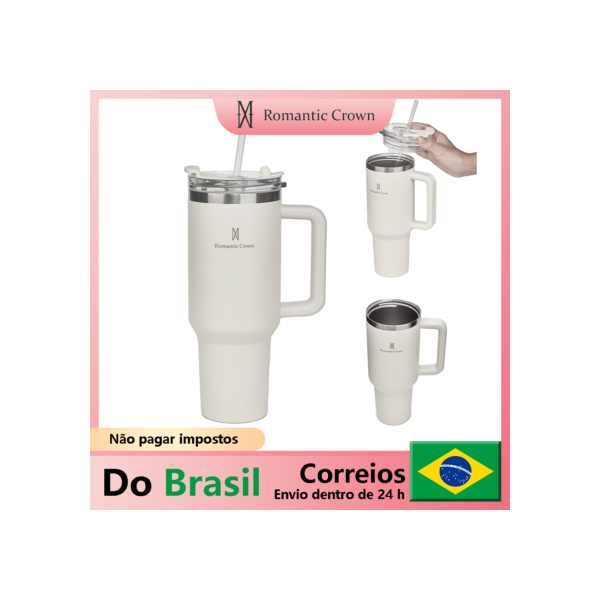Romantic Crown Copo isolado de aço inoxidável 304 garrafa termica Copo Termico a Vácuo copo com canudo de água caneca 40OZ