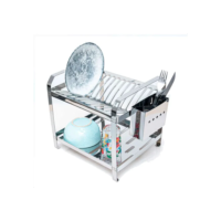 Escorredor de Aço Inox 16 Pratos com Porta Talheres Inox