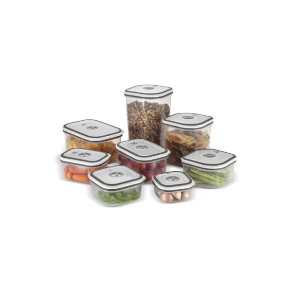 Kit Potes Plásticos Transparente com Tampa Branca 8 Unidades Electrolux