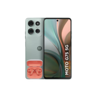 Smartphone Motorola Moto g75 5G music edition Moto Buds - 256GB 16GB (8GB RAM+8GB Ram Boost) e 50MP Sony Lytia 600 Camera Moto AI Ultrarresistencia militar - Cinza Vegan Leather