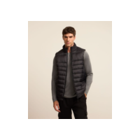 Colete Puffer Esportivo com Gola Alta e Gomos Preto
