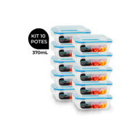 Conjunto 10 Potes Vidro Hermético mantimentos marmita 370ml - Pote Hermético - marmita