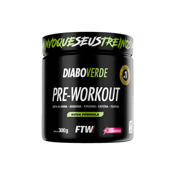 Suplemento Em Pó Pre Treino Pre Workout Pote 300g Sabor Energético FTW - DIABO VERDE