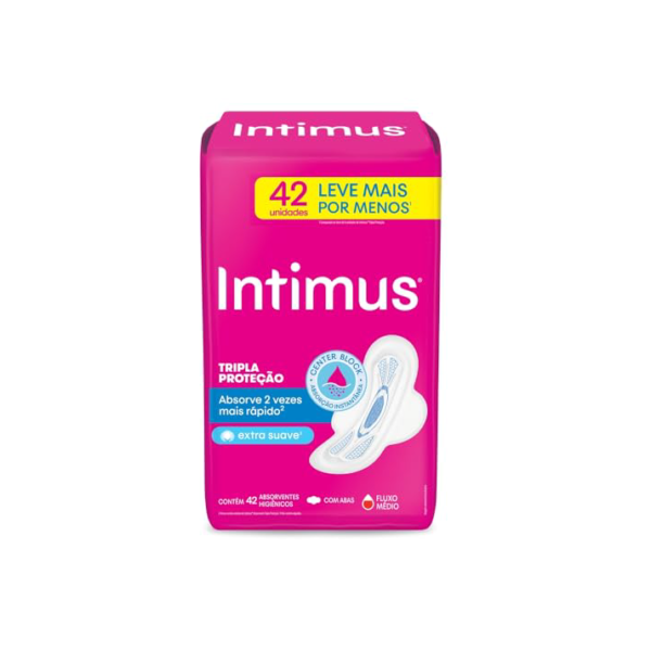 Intimus Absorvente Externo Tripla Proteção Cobertura Suave Com Abas - 42 un