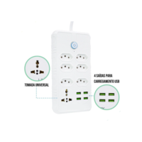 Régua Filtro de Linha com 7 Tomadas Extensão Elétrica 1 Universal 4 USB Bivolt 10A 110v/220v Cabo de 2 Metros Seguro