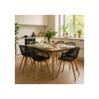 Kit 6 Cadeiras Eames Design Wood Web Preta La Mobilia