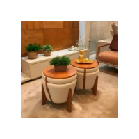 Puff Flex Redondo em Linho 3 em 1 Centro de Mesa Sofisticado Disponível em 6 Cores