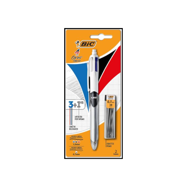 Caneta Esferógráfica Bic 4 Cores + Lap+ Graf 0.7 MM
