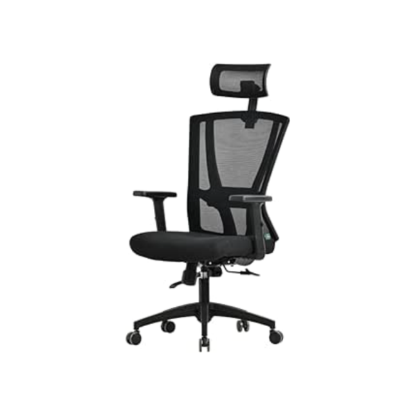 Cadeira Ergonômica ErgoMesh, Giratória, para Escritório e Home Office, com Encosto Reclinável com trava, Apoio de Cabeça, Apoio Lombar, Preto