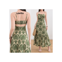Lovito Boho Paisley Ruffle Hem Vestido franzido para mulheres L109MD122