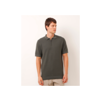 polo texturizada com zíper manga curta verde