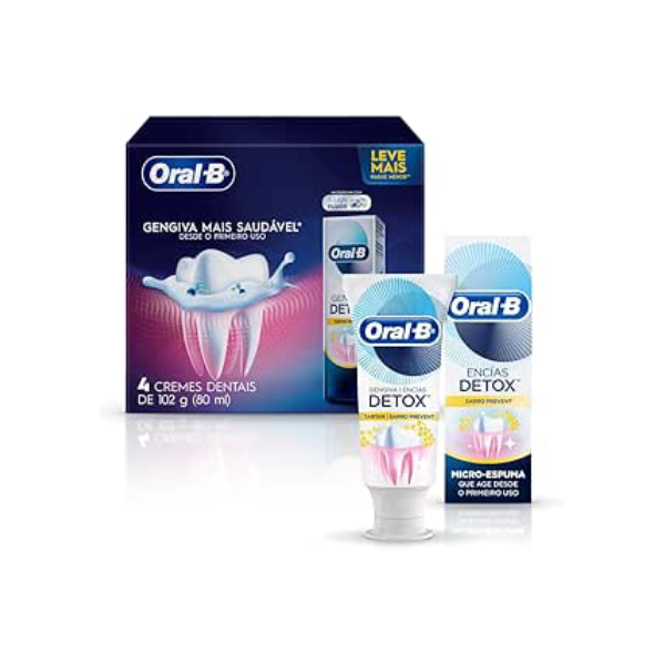 Oral-B Pasta de Dente Gengiva Detox 102g, 4 Unidades
