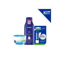 KIT NIVEA Loção Milk 400ml + Creme Facial Nutritivo 100g  + Hidratante Labial Original 4,8g