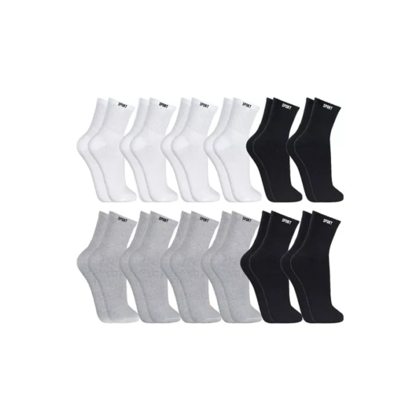 12 Pares Meias Masculina Cano Alto Grossa Algodão Oferta