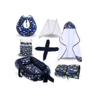 Kit Ninho Redutor de Berço + Toalha Bebê + Almofada + Trocador + Mosquiteiro Portátil + Toalha Boca