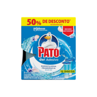 Pato Desodorizador Gel Adesivo 2 Refis Marine, Limpeza Banheiro, Vaso Sanitário Limpo e Perfumado, 12 Discos