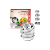 Kit 4 Tigelas Epsilon Bowls Em Aço Inox Resistente Anticorrosivo Design Moderno