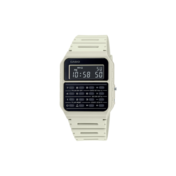 relógio casio visor digital com calculadora CA-53WF-8B branco