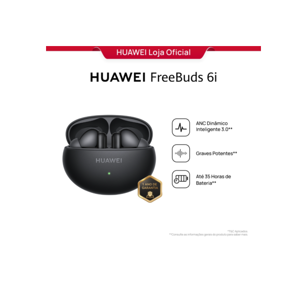HUAWEI FreeBuds 6i | Fone de Ouvido Bluetooth Sem Fio |  ANC Dinâmico Inteligente 3.0