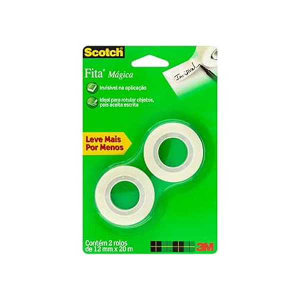 Scotch, 3M, Fita Mágica, Transparente, 12 mm x 20 m