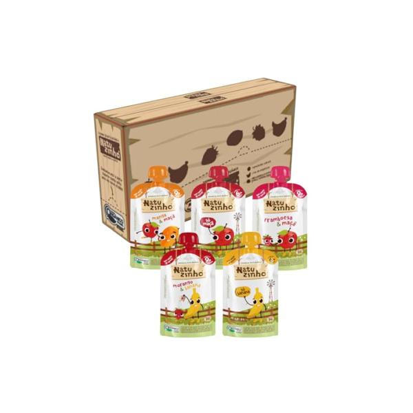Natuzinho, Papinha Orgânica para Bebê, Kit com 5 Sabores (1 unidade de cada), Sem Açúcar, Aditivos ou Conservantes, Ideal para Introdução Alimentar, 99g cada