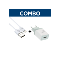 COMBO - Cabo Carregamento 1M, ELG, USB para Lightning +  Carregador de Parede 1 Saída USB 1a Bivolt