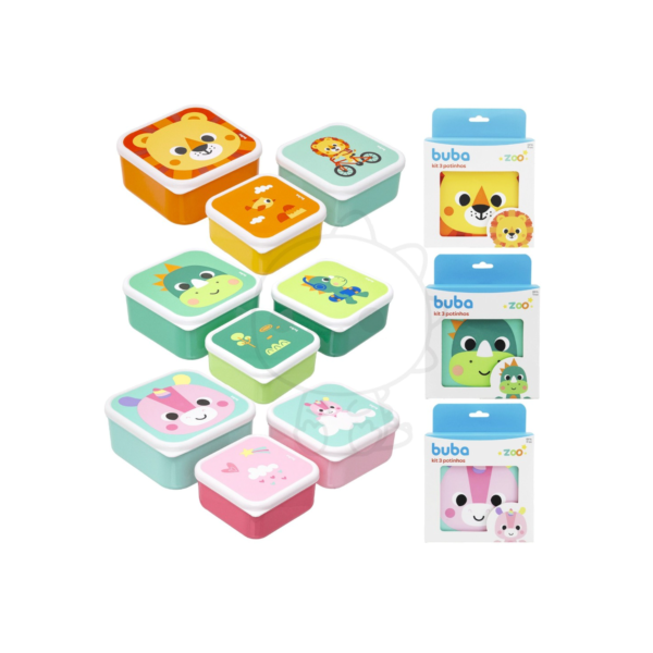 Kit 3 potes Buba Bubazoo Kit 3 potinhos lanceira lanche infantil potinho buba