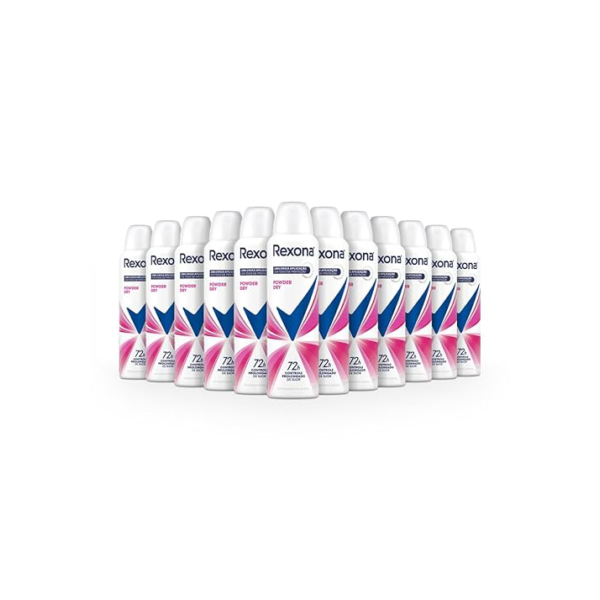Rexona 12 Unidades Desodorante Antitranspirante Aerossol Powder Dry 150ml