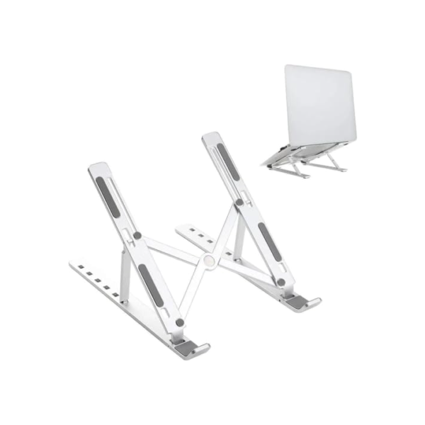 Suporte para Notebook e Tablet Linha Premium em Alumínio Dobrável e Ergonômico Para Desktop Portátil Ajustável em 6 Ângulos com Altura Regulável Leve Apoio Universal - Com estojo para armazenagem