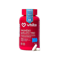 Magnésio Quelato Trio, Dimalato, Bisglicinato e Taurato com Vitamina B6 350mg Vhita 60 Cápsulas