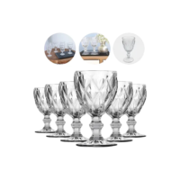 Jogo 6 Taças Diamante Vidro 340ml Copo Diamond Moderno Luxo