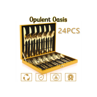 Opulent Oasis>>Kit Jogo Talheres Inox 24pçs Slim faqueiro Em Aço para cozinha utensílios domésticos