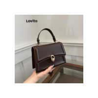 Lovito Casual Plain Metal Commute Texture Simples Pequena Bolsa de Ombro para Mulheres LFA51558