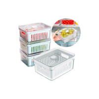 Kit 4 Organizadores Geladeira 2,2 Litros Acrílico Com Cesto para Alimentos Vegetais Cozinha Ou