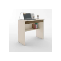 Escrivaninha/Mesa de Computador com 1 Gaveta e Prateleira Organizadora para Quarto ou Escritório de Estudo (Off White/Canela)
