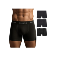 SELENE Kit 3 Cueca Boxer Sem Costura Cós 40MM Poliamida Masculino Adulto, 1 Preto - 2 Preto Mescla, G