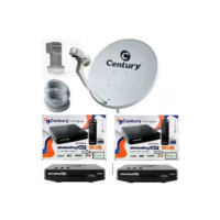 KIT 2 RECEPTORES MIDIABOX CENTURY B7 + ANTENA+ LNBF DUPLO + 2 CABOS +4 CONECTORES