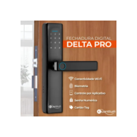 Fechadura Eletronica Digital Com Biometria Senha Kuantttum Delta Pro Tuya Wi-fi Cor Preta